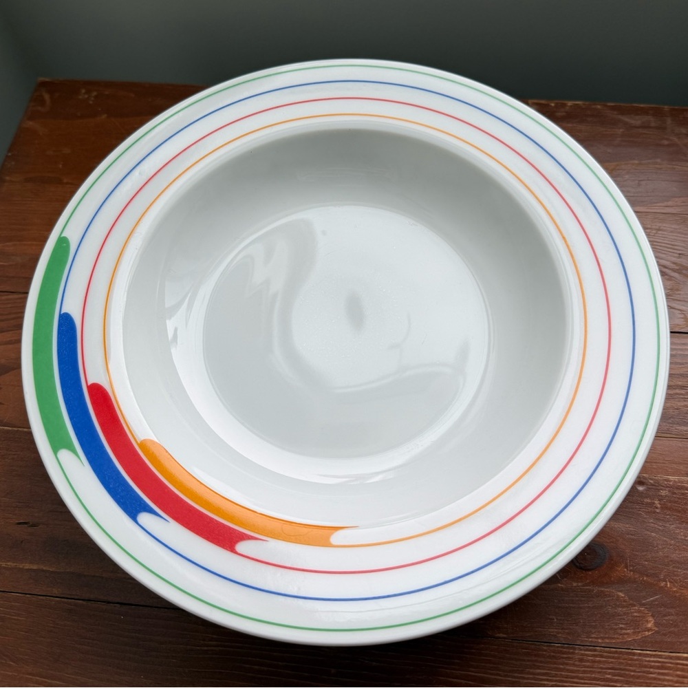 3 Vintage 9” Rimmed Soup Bowls Studio Nova Primary Gallery Hi-Fi Japan L9186